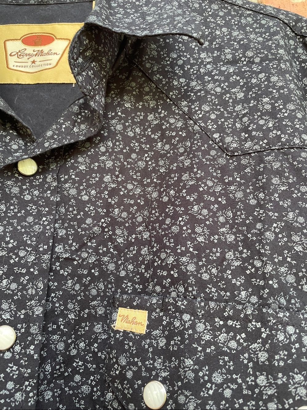 Larry Mahan Men's black western Button-Down Shirt
